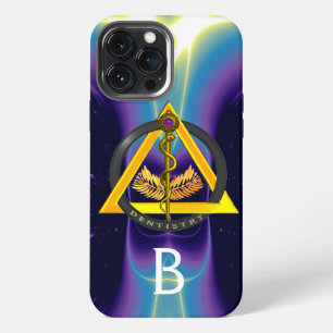 FUNDA PARA iPhone 13 PRO MAX VARA DE ASCLEPIO DENTISTA ODONTOLOGÍA MONOGRAMA