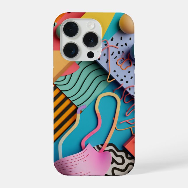 Funda Para iPhone Varias formas 3D con patrones de líneas (Reverso )