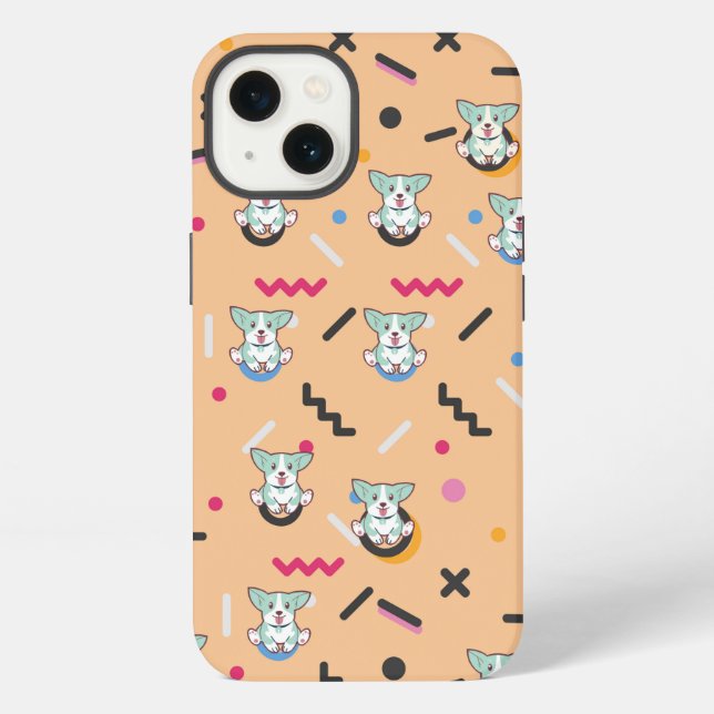 Funda Para iPhone Vector de patrón continuo de perro  (Reverso )