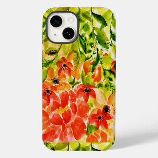 Funda Para iPhone 14 Vegetación Flores De Coral En Flor Salvaje