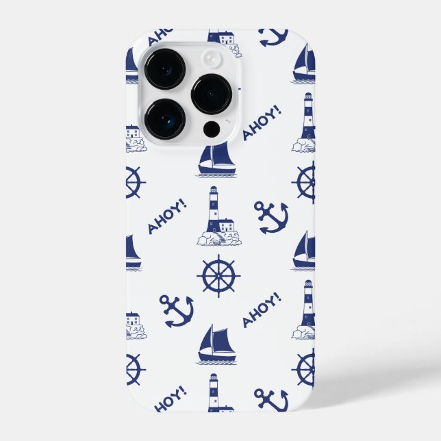 Funda Para iPhone Vela Patrón ilustrativo Marina Azul+Blanco (Reverso )