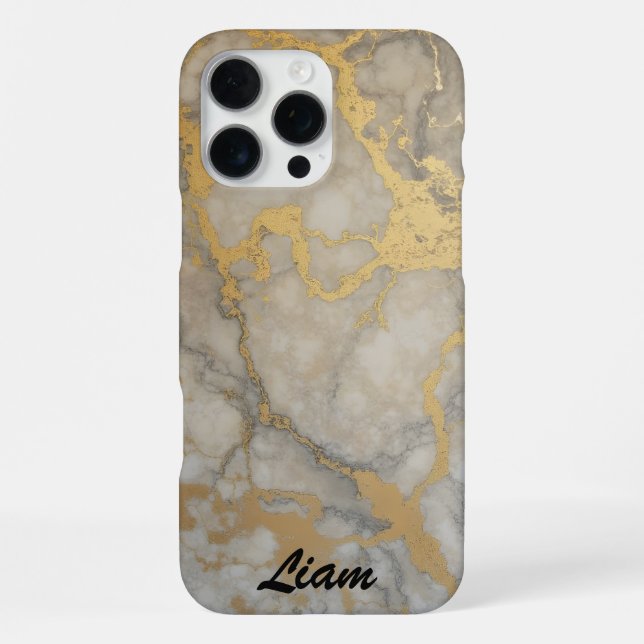 Funda Para iPhone Venas de Oro en Mármol Gris (Reverso )