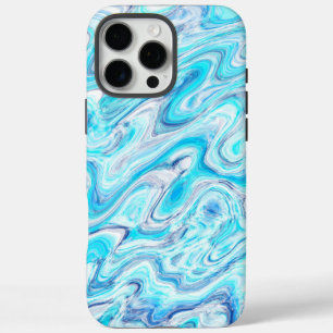 Funda Para iPhone 16 Pro Max Verano Azul Oceánico Textura de Mármol Abstracta y