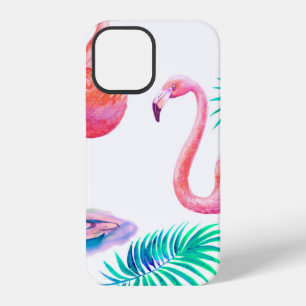 Funda Para iPhone 12 Verano tropical con hojas de palma de flamencos y
