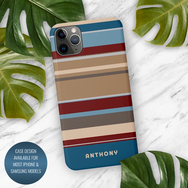 Funda Para iPhone Verde azulado Azul Oscuro Rojo Neutral Beige Banda (Subido por el creador)