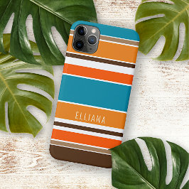 Funda Para iPhone 11Pro Max Verde azulado Naranja de verano azul Ochre franjas