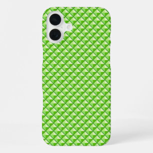 Funda Para iPhone 16 Plus Verde lima, aspecto de esmalte, rejilla con tachue
