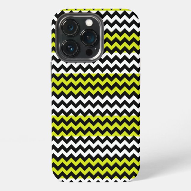 Funda Para iPhone Verde Negro Blanco Chevron Zigzag (Reverso )