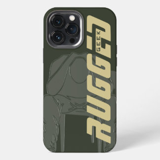 Funda Para iPhone 13 Pro Max verde Rugged Geek Man Holding Head | Hombre pensan