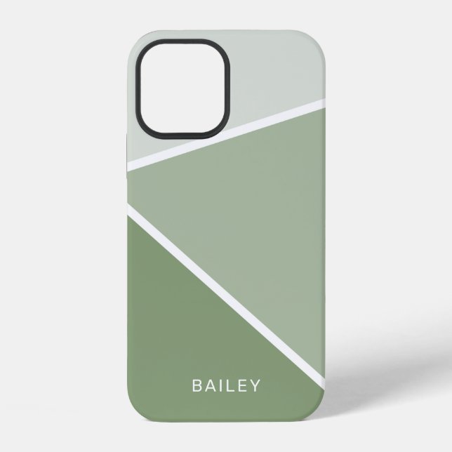 Funda Para iPhone Verde Salvia Geométrico (Reverso )
