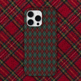 Funda Para iPhone 16 Pro Max Verde y Rojo Burgundy Argyle Navidad Fiesta