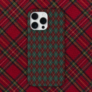 Funda Para iPhone 16 Pro Max Verde y Rojo Burgundy Argyle Navidad Fiesta