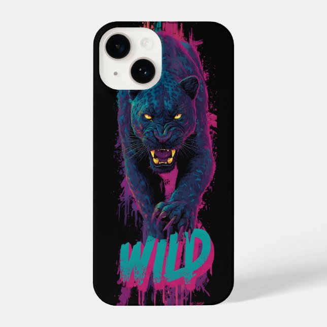 Funda Para iPhone Vertical, Aggressive Black Panther Illustration (Reverso )