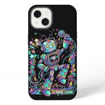 VIBE ON Neon Robot DJ – Mascota Colorida de Música