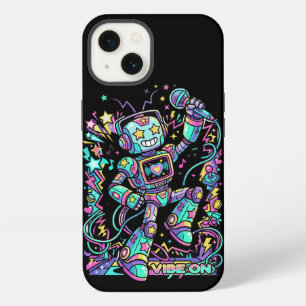 VIBE ON Neon Robot DJ – Mascota Colorida de Música