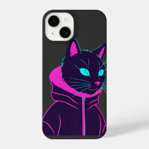 Funda Para iPhone 14 Vibes de gatos cibernéticos - Diseño estético Neon