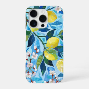 Funda Para iPhone 16 Pro Vibrant art of blue lemon flowers