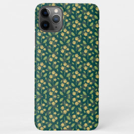 Funda Para iPhone 11Pro Max Vibrant Green Pattern with Yellow Flowers & Leaves