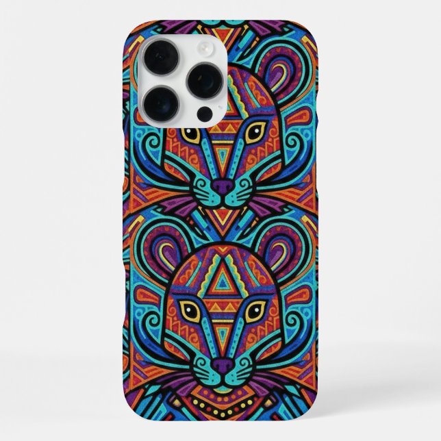 Funda Para iPhone Vibrant Huichol Animal Spirit Phone Case (Reverso )