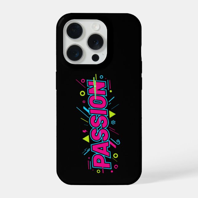 Funda Para iPhone Vibrant Passion Typography - Retro 90s Pop Art Aes (Reverso )