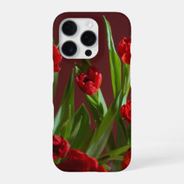 Funda Para iPhone 16 Pro Vibrant red tulips