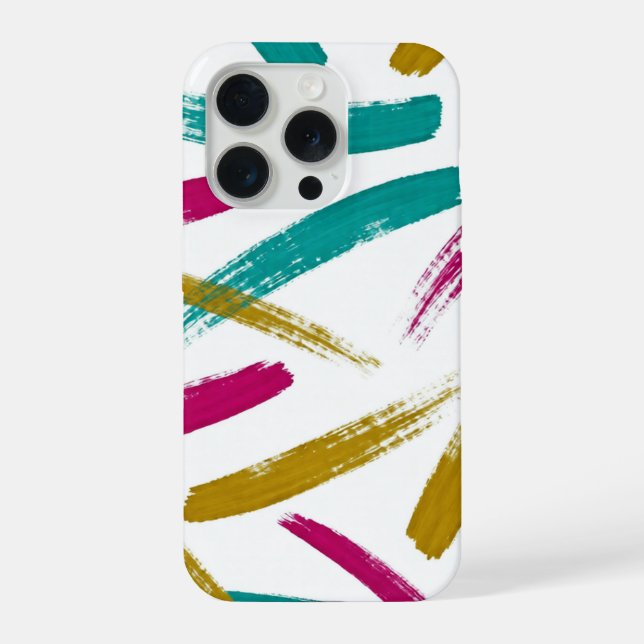 Funda Para iPhone Vibrant Strokes,Teal, Magenta & Mustard pattern (Reverso )