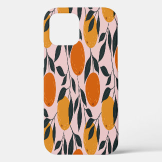 Funda Para iPhone 12 Vibrante Naranja Citrus Patrón sin soldadura