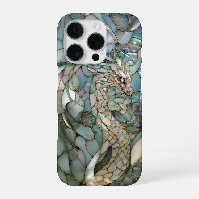 Funda Para iPhone Vidrio Pintado Falso de Dragón Verde (Reverso)