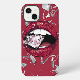 Vidrios rojos destrozados y diamantes