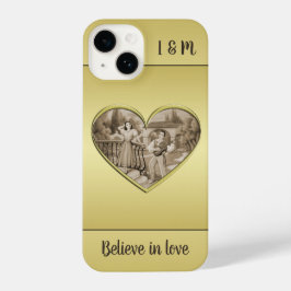 Funda Para iPhone 14 Viñeta Romance, hombre y mujer, oro