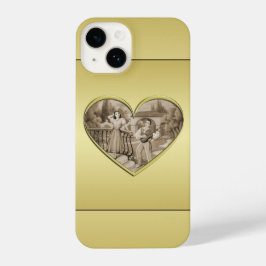 Funda Para iPhone 14 Viñeta Romance, hombre y mujer, oro