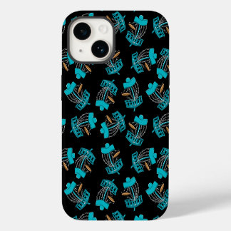 Funda Para iPhone 14 Vintage Blue and Black Seamless Pattern Basket