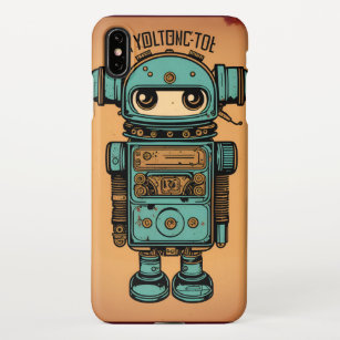 Funda Para iPhone XS Max vintage cute robot radio cassette old dirty rustic