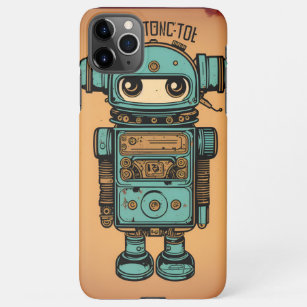 Funda Para iPhone 11Pro Max vintage cute robot radio cassette old dirty rustic