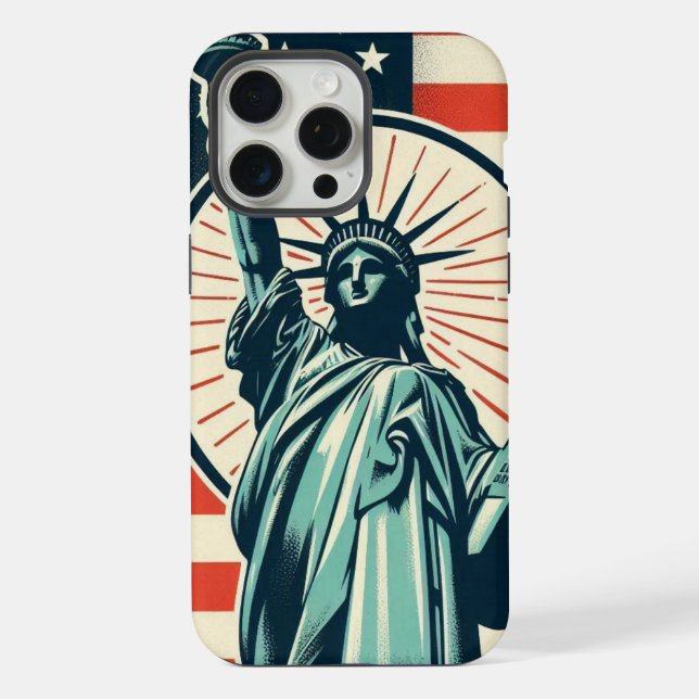 Funda Para iPhone Vintage, Estatua de la Libertad (Reverso )