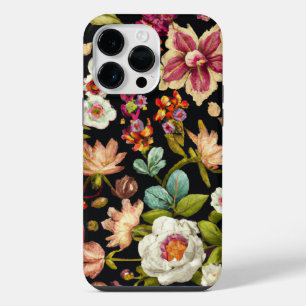 Funda Para iPhone 14 Pro Max Vintage Floral Art Black