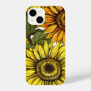 Funda Para iPhone 14 Vintage Scenic Sunflower iPhone 14, 15 Funda duro