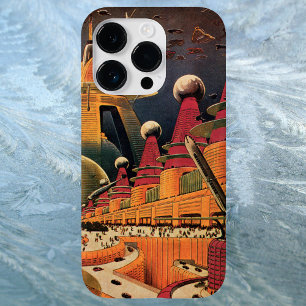 Funda Para iPhone 14 Pro Max Vintage Science Ficción Futurista City Volador Aut