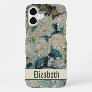 Funda Para iPhone 16 Plus Vintage Van Gogh Rosas Blancas Floral con Nombre