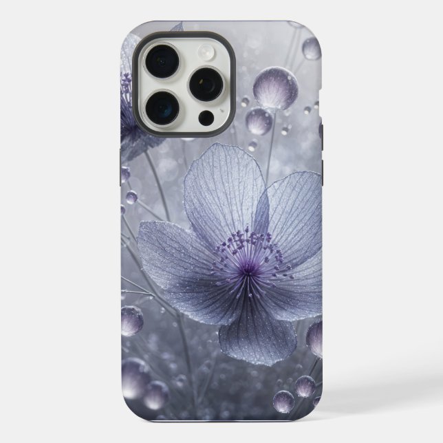 Funda Para iPhone Violet Cosmos y gotas de rocío (Reverso )