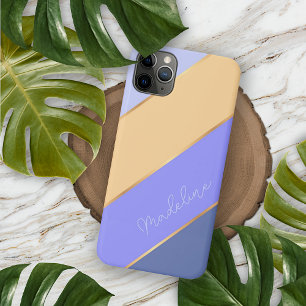Funda Para iPhone 16 Pro Max Violeta Azul Amarillo Pastel Personalizado Rayas