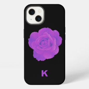 Violeta Púrpura Oscuro Floral Rosa Monograma Elega