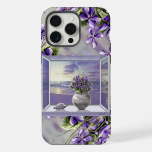 violetas en un frasco de luna