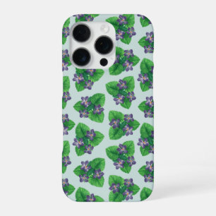 Funda Para iPhone 16 Pro Violetas sobre azul de vidrio marino