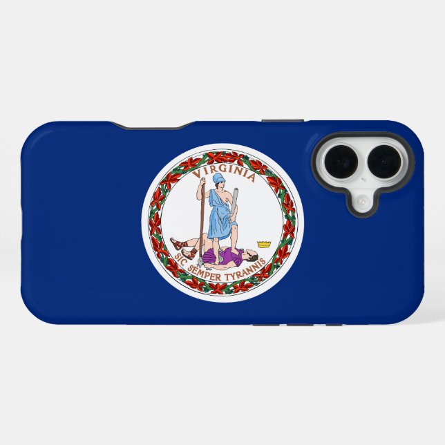 Funda Para iPhone Virginia Commonwealth / bandera del Estado (Reverso Horizontal)