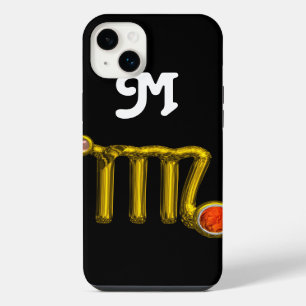 Funda Para iPhone 14 Plus VIRGO ÁGATA NARANJA ORO SIGNO ZODIACAL Joya MONOGR