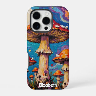 Funda Para iPhone 16 Pro Vista de hongos iluminados por luna