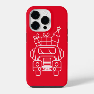 Funda Para iPhone 14 Pro Vista frontal del camión de Navidades de esquema