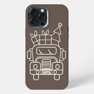 Funda Para iPhone 13 Pro Max Vista frontal del camión de Navidades de esquema
