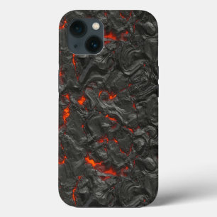 Volcán de lava fundida negro y rojo